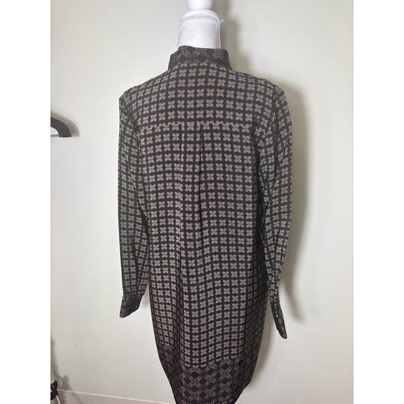 Vince Black and Tan Print Silk Shift Dress Sz 4 - Picture 3 of 4